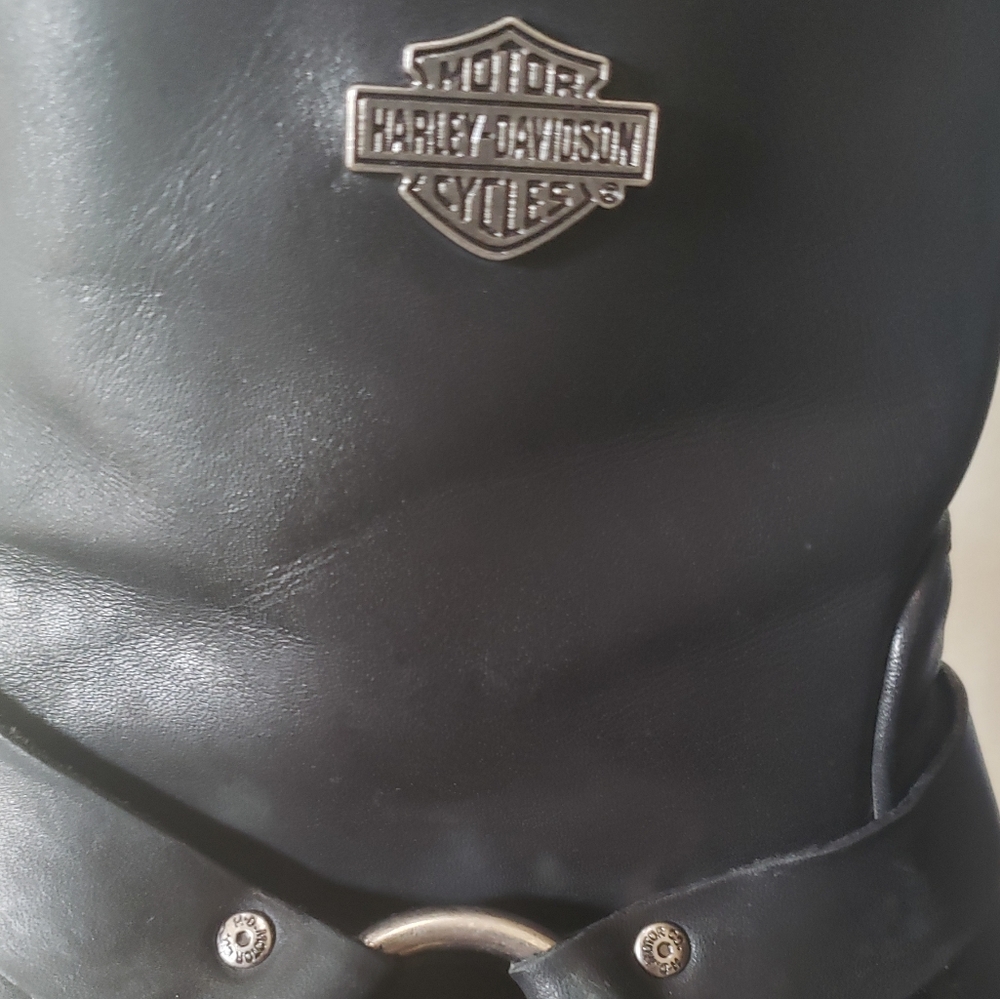 💣HARLEY DAVIDSON HEELED SHORT BLACKMOTO BOOTS - Picture 4 of 11